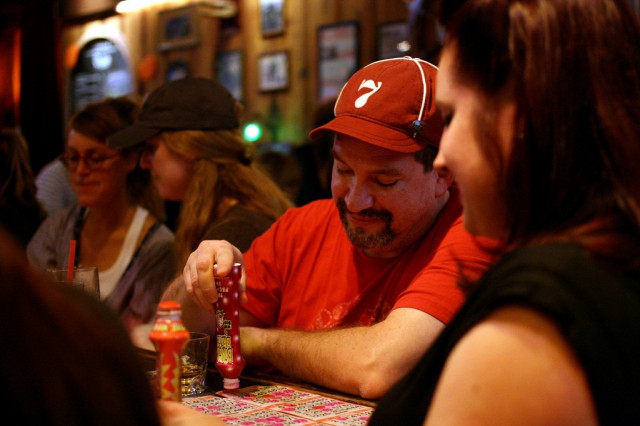 John Franco marks his bingo card after his number is called at The Riptide located at 3639 Taraval St. between 46th and 47th avenues, Saturday Sept. 10, 2013. The Riptide hosts bingo night every saturday night from 6 p.m. to 9 p.m. with a final round grand prize of a $50 bar tab.  Photo By Tony Santos / Xpress