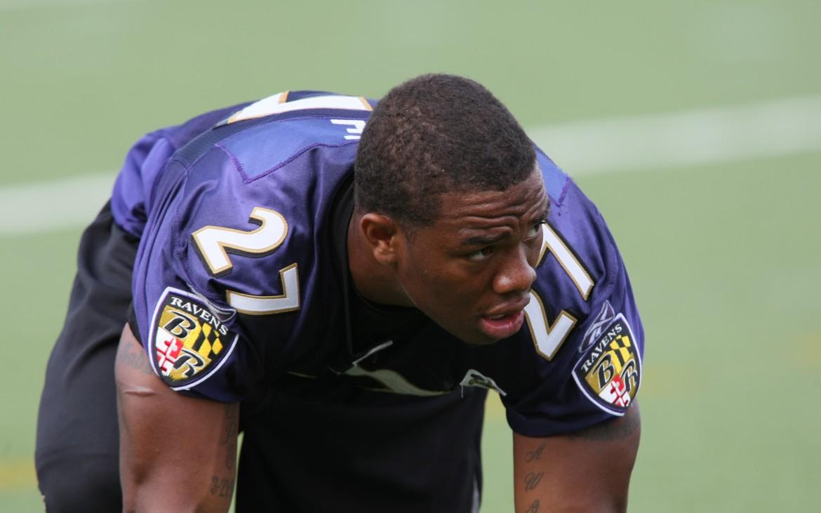 Ray Rice during the  Baltimore Ravens training camp. Creative Commons photo by Keith Allison