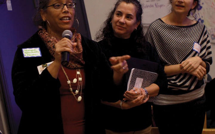 Monique Hosein, youth services supervisor/youth servies/ teen clinic speaks at the community town hall meeting at John O’connell High School on Thursday, November 12, 2015. (Angelica Williams/Xpress)
