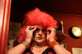 Collette LeGrand-Ashton changes outfits in the backroom of Aunt Charlie's Lounge in preparation to perform her number with the Hot Boxxx Girls in Tenderloin on Saturday March 26, 2016. (Xpress/ Aleah Fajardo)
