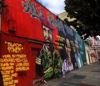 The mural of HipHopForChange Inc. at Oakland, San Francisco, CA. taken on Tuesday, Sept. 13, 2016. (Perng-chih Huang/Xpress)