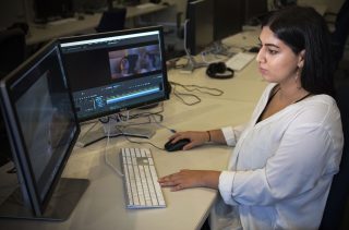 Reaa Puri edits footage from her narrative short film