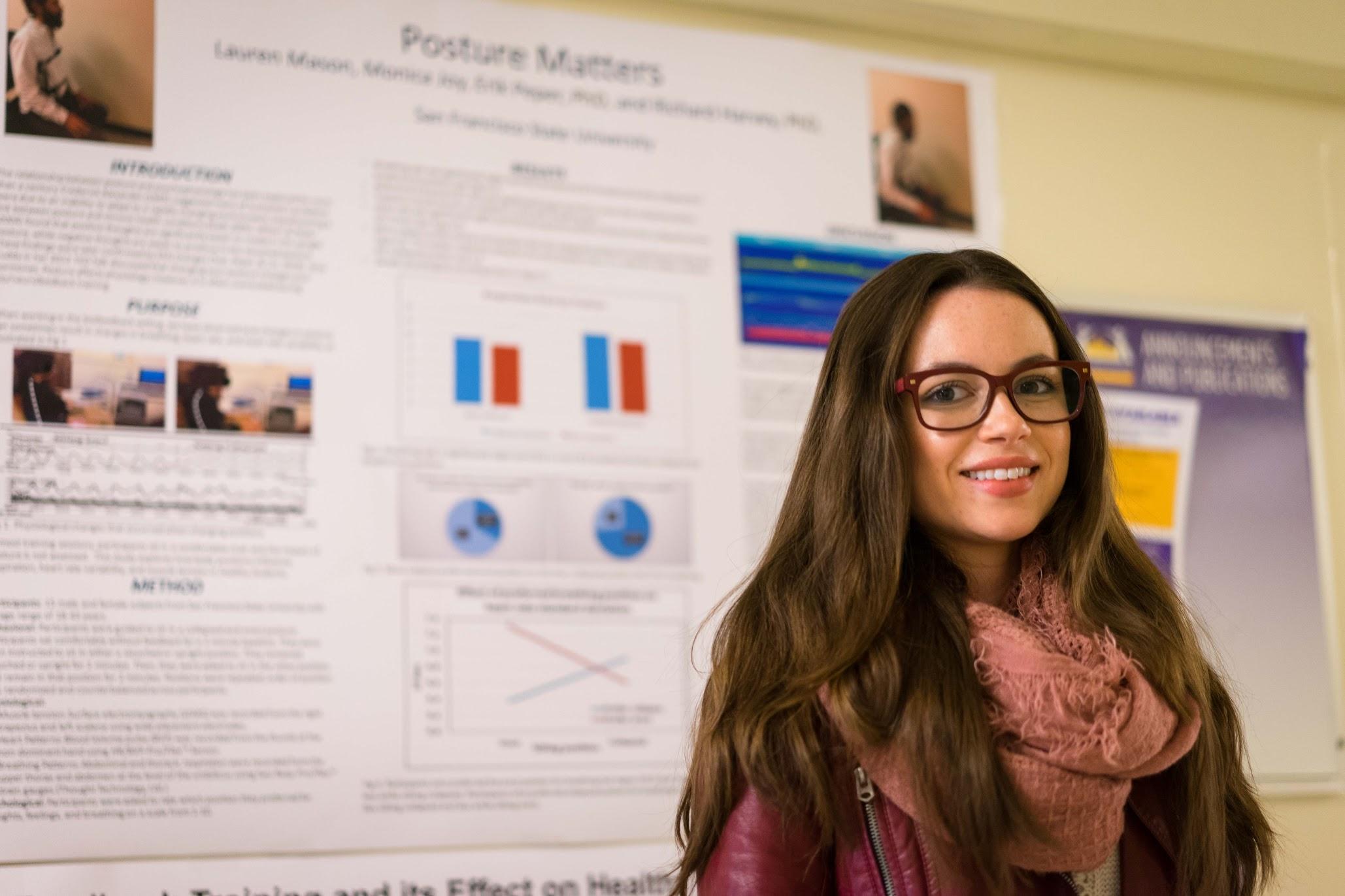 Lauren Mason poses for a portrait in the Humanities Building at SF State on Monday, April 17, 2017 (Sarahbeth Maney).