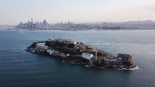 Alcatraz Island makes an appearance in the absence of fog during sunset in San Francisco on Monday, Oct. 9, 2017. (Travis Wesley/Golden Gate Xpress)