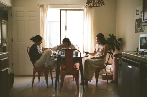  “sunday morning’s parallel lives.” photo of Alexandra Levey, Olivia Reich and Hannah Sudaria by Eloise Kelsey.