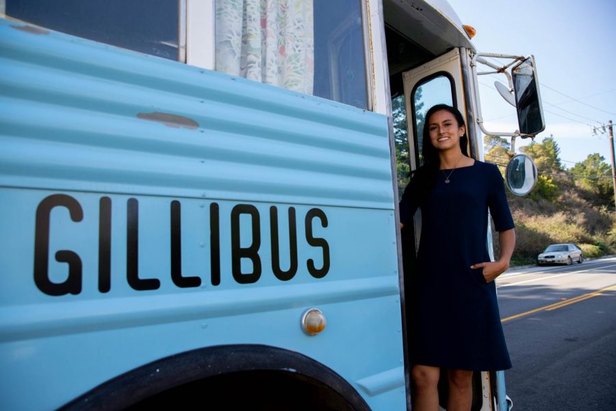 Jackie Fielder started using Gillibus to campaign in August as an alternative to expensive billboard advertising. On Election Day, Fielder and her volunteers rode the bus to landmark spots around San Francisco to interact with constituents. (Saylor Nedelman / Xpress Magazine)