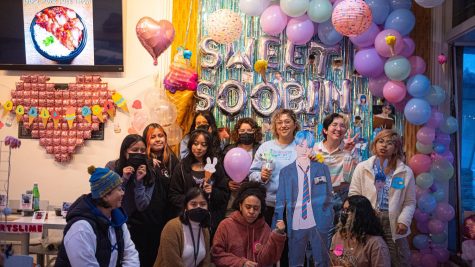 The organizers and vendors of the Soobin Cup Sleeve event at My Cup of Tea in San Francisco on Dec. 3, 2022. (Miguel Francesco Carrion / Xpress Magazine) 
