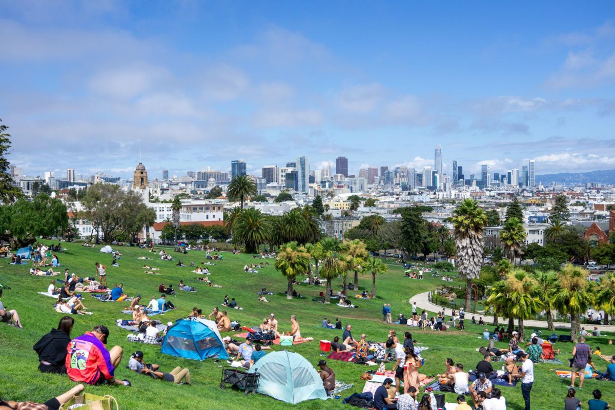 People relaxing and enjoying the nice day at Dolores Park in San Francisco, California, on September 3, 2023. (Ryo Kojima/ Xpress Magazine)