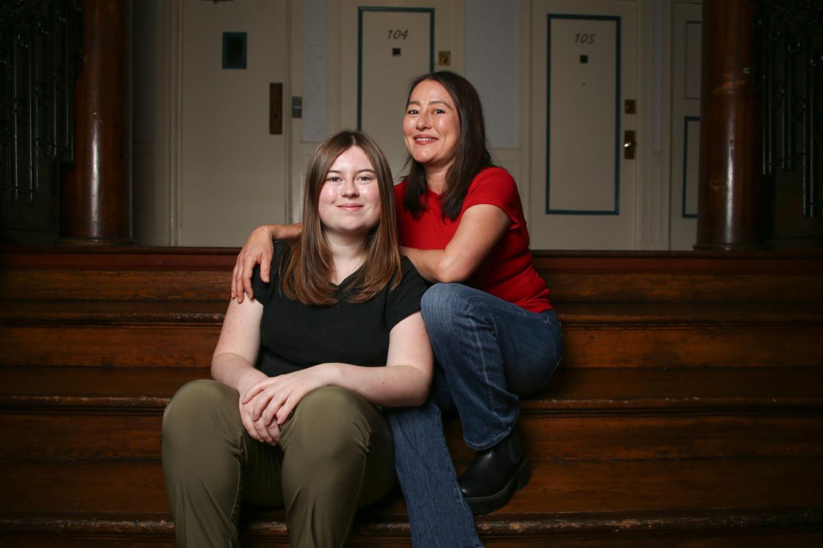 Kiarra Enberg (L) and her mother, Laura Drake (R), pose for a portrait in their apartment building where they have lived in for about 20 years in San Francisco, Ca., on December 3,
2023. (Tam Vu / Xpress Magazine) 
