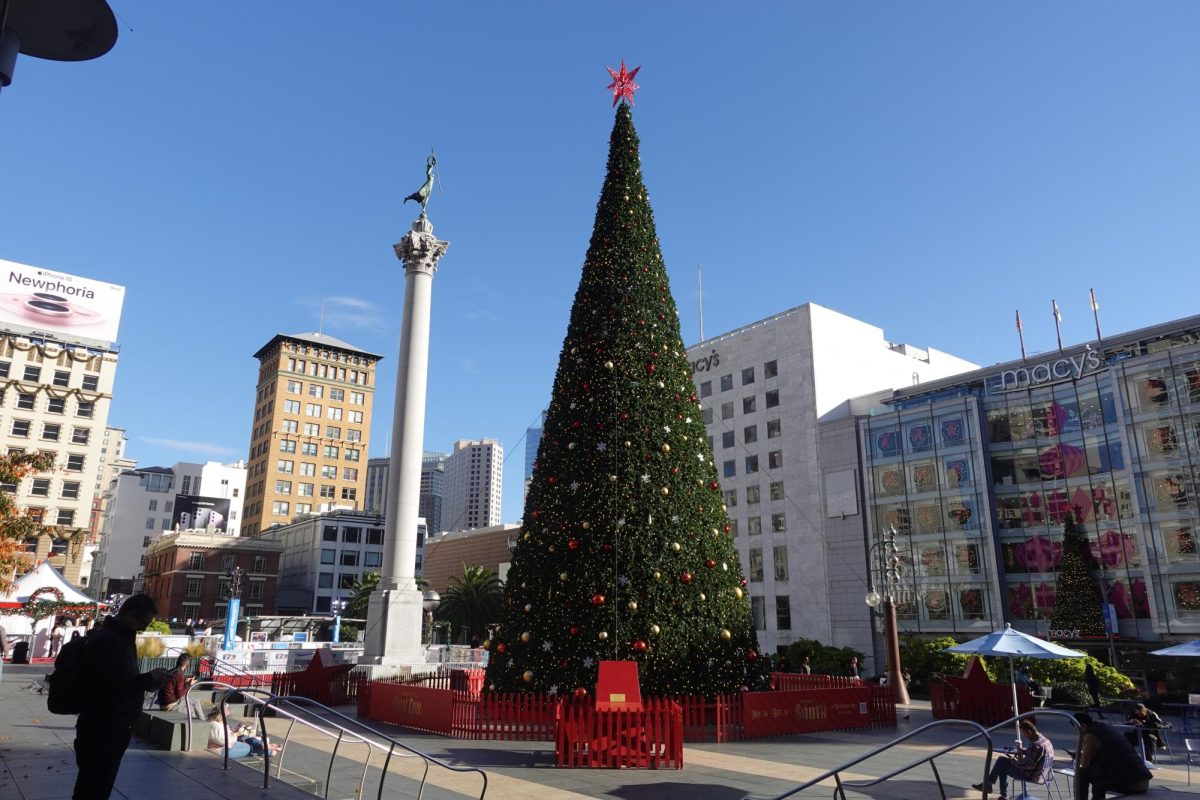 All four stars surround and are connected to Union Square’s Christmas tree by rope