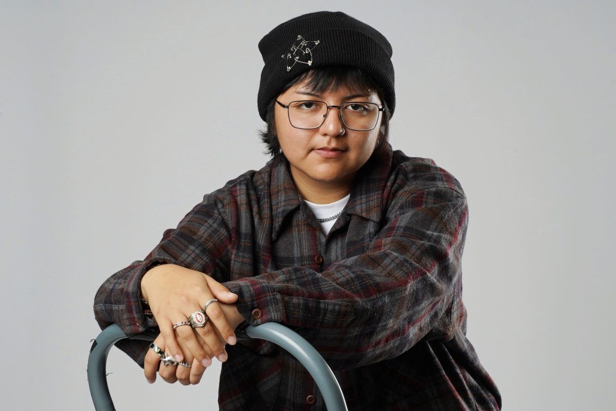 SF State student Alex Gomez poses for a portrait in San Francisco,Calif. on Nov. 1, 2023. (Neal Wong/Xpress Magazine)