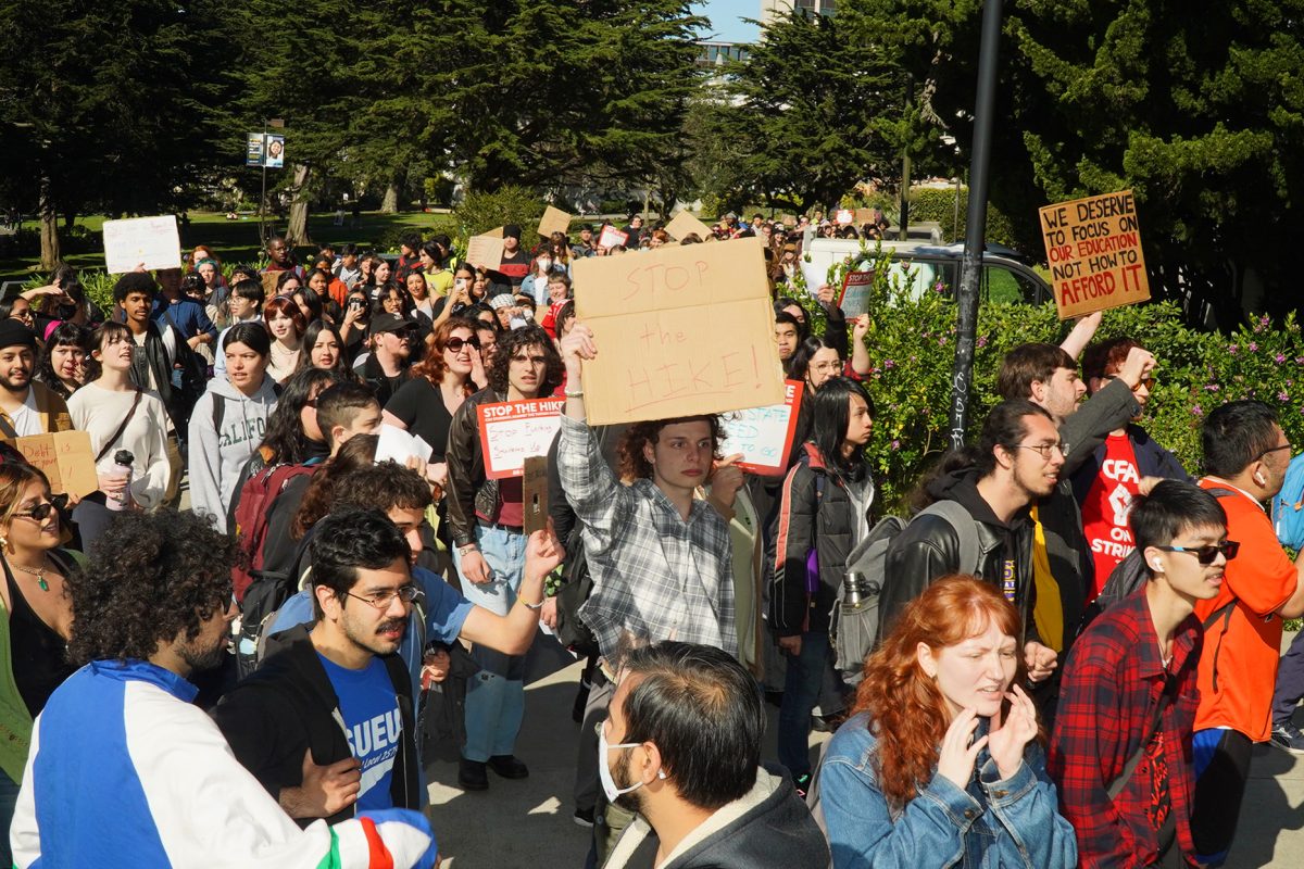 Students protest the 6% CSU tuition hike.