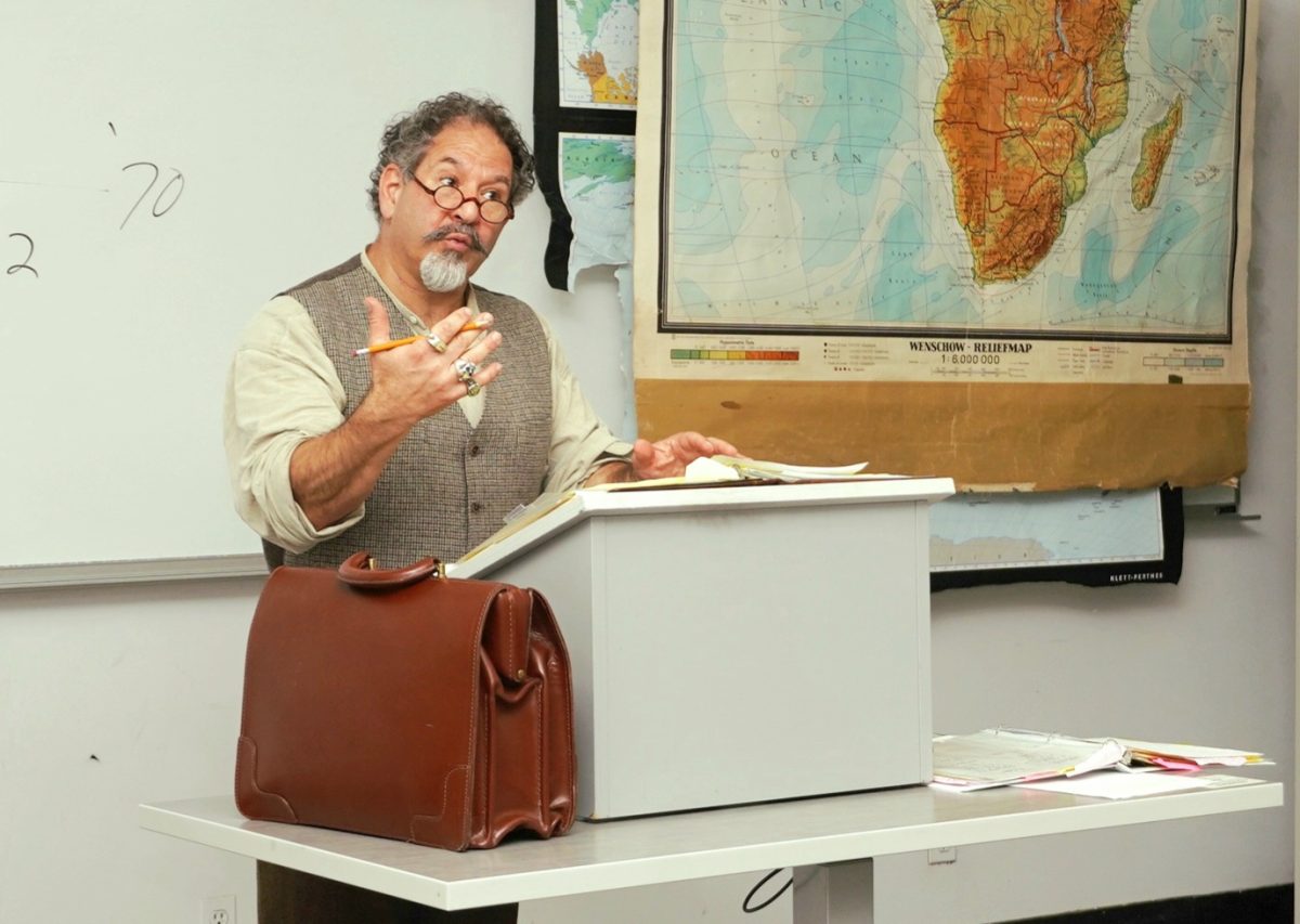 Carlo Corea teaches a class in HSS 310. Corea has been a lecturer faculty at SFSU since 2003.