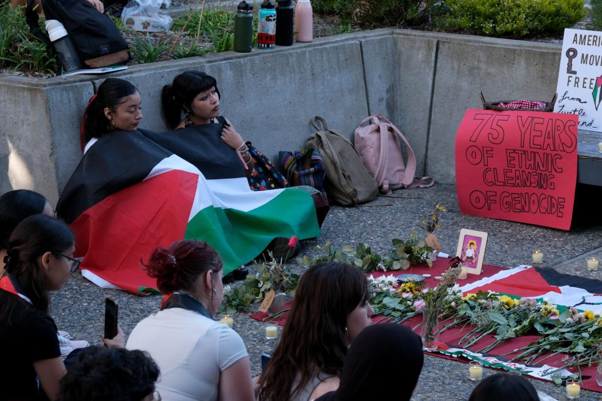 Supporters attend a vigil for Gaza.