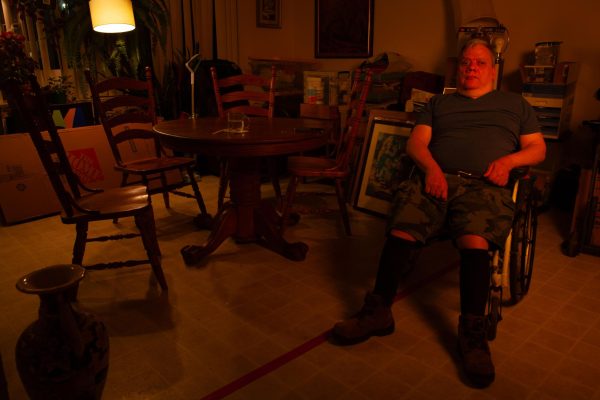 Mark Bass sits in his apartment at University Park North in San Francisco, Calif., on Thursday, October 03, 2024. (Jesus Arriaga Xpress Magazine)