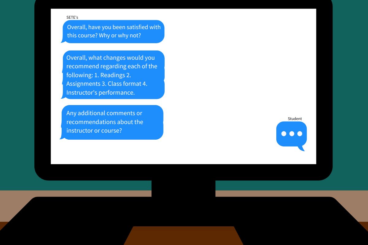 A graphic of the write-out SETE's questionnaire awaiting a student's response. (Sophia Osborn / Xpress Magazine)