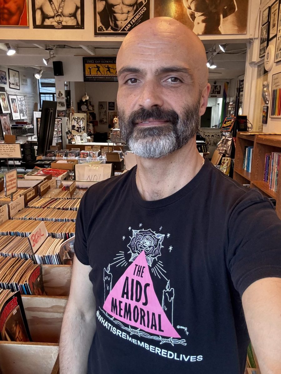 Bradley Roberge stages a self-portrait inside Auto Erotica, the shop he runs social media for. Photo credit: Bradley Roberge