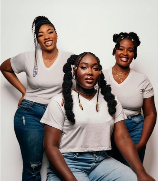 Grace Nabolle, Lala Compaore, and Laurel Zonou are co-owners of the West African braiding salon, Menage Lux Beauty, located in Lower Nob Hill. (Photo courtesy of Eze Opara)  