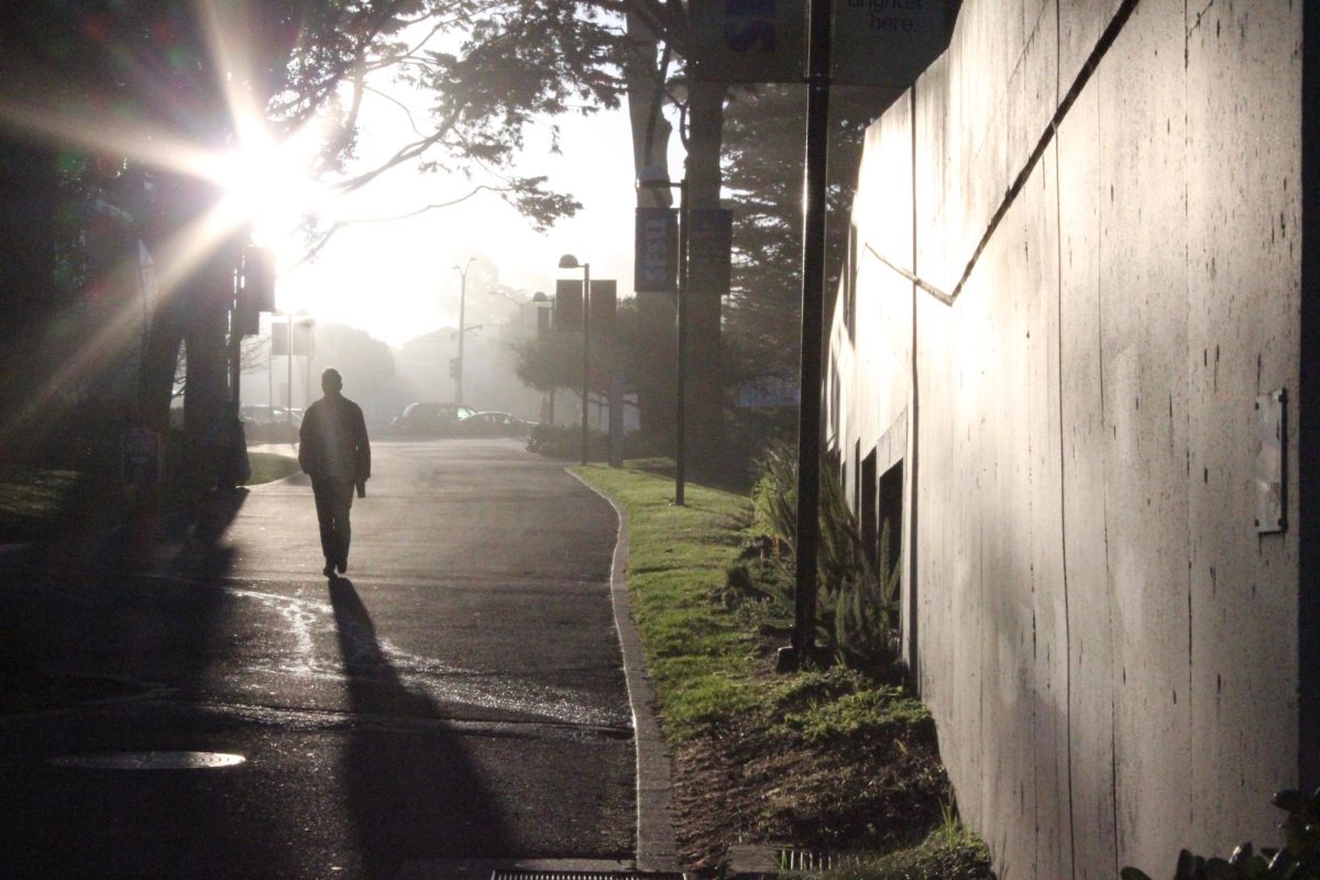 A man walks by SF State’s administration building on  Thursday, March 12th, 2026 (Isabella Balzarano / Xpress Magazine)